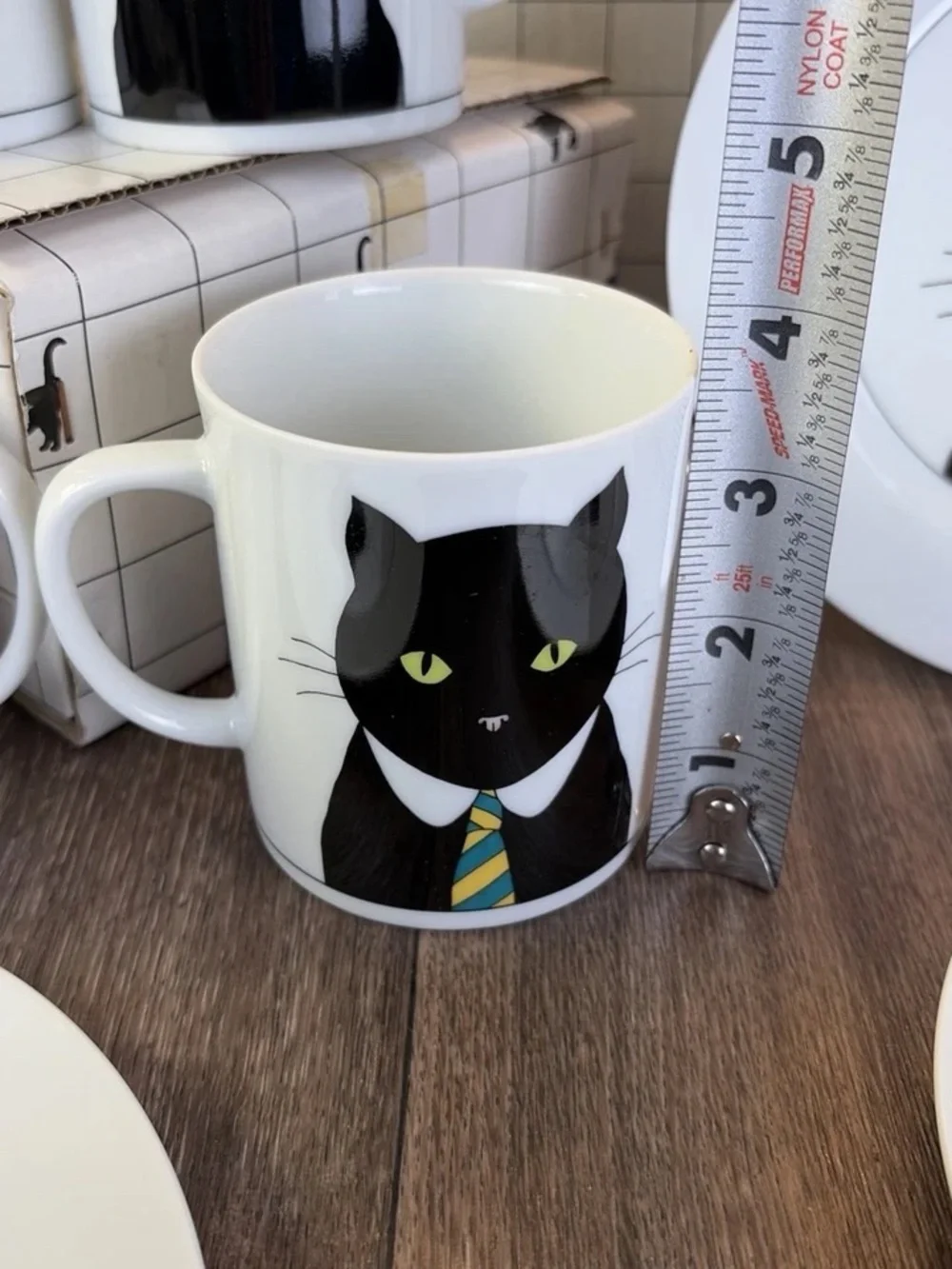 Set of 4 Plates & 4 Mugs Dept 56 Cat's Meow His & Hers Black Cat 7.5